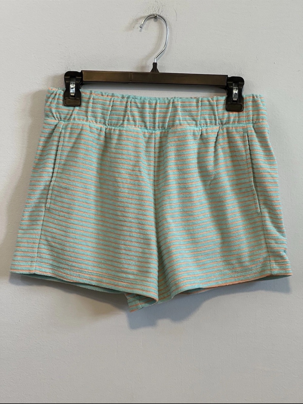 Peloton Organic Cotton Terry Stripe Beach Shorts Size Small Athleisure